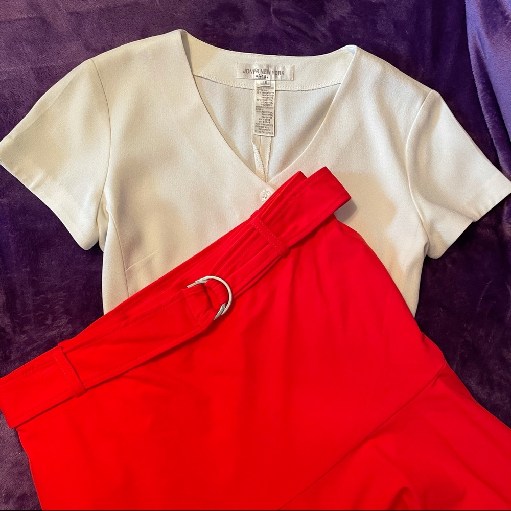 Handkerchief Skirt, Belted, Red, Ann Taylor size 10 - Picture 4 of 9